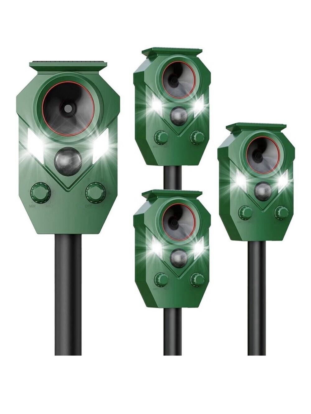 **4-PK** Ultrasound Solar Deer Repellent With Motion Sensor And Strobe Lights